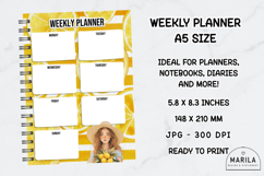 Weekly Planner Template Lemon Girl A5 Printable Product Image 1