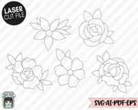 Flower Laser SVG Cut File, Floral Laser SVG Cut File Product Image 5