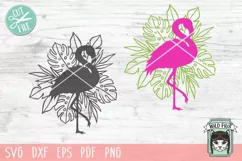 Flamingo SVG, Flamingo Leaves Cut File, Flamingo Tropical Product Image 1