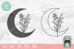 Moon Leaves SVG, Moon Floral SVG, Moon Flowers SVG Cut File Product Image 1