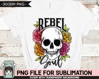Floral Skull Sublimation Designs PNG, Rebel Soul Skull PNG Product Image 2