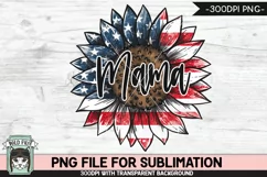 Sunflower American Flag Mama Sublimation PNG, July 4th PNG Product Image 1