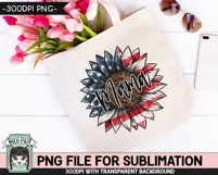 Sunflower American Flag Mama Sublimation PNG, July 4th PNG Product Image 3