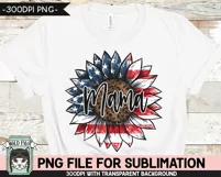 Sunflower American Flag Mama Sublimation PNG, July 4th PNG Product Image 2