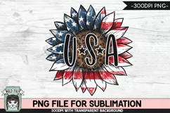 Sunflower American Flag USA Sublimation PNG, July 4th PNG Product Image 1