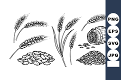 Wheat ears grains barrel vintage rustic agricultural harvest Product Image 1