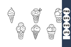 Hand Drawn Ice Cream Cones Vector Illustration with Multiple Product Image 1