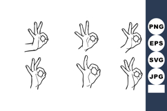 Hand Gesture Vector Showing Okay Sign in Various Angles and Product Image 1