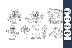Children peace symbols flower earth planet mushroom cartoon Product Image 1