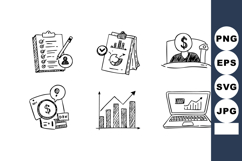 Financial planning and analysis icons set with charts and mo Product Image 1