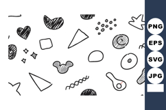 Abstract hand drawn doodles pattern with random shapes and i Product Image 1