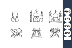 Islamic religious icons mosque Quran Muslim prayer vector il Product Image 1