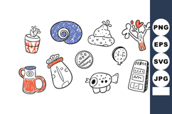 Cute hand-drawn sweets candy cookies and pastries vector ill Product Image 1