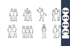 Diverse line art people in casual poses vector illustration Product Image 1