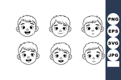 Boy facial expressions vector set with happy sad and neutral Product Image 1
