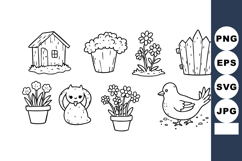 Hand Drawn Farm Animals and Garden Plants Vector Illustratio Product Image 1