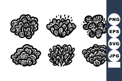 Hand Drawn Decorative Bush Vector Icons Set for Graphic Desi Product Image 1
