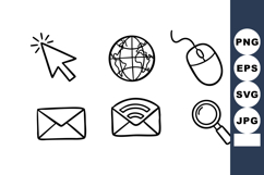 Digital communication icons set with cursor globe mouse and Product Image 1