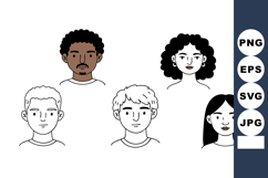 Diverse group of five young people avatar faces with differe Product Image 1