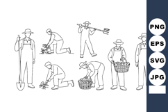 Farmer Working in Field with Basket and Garden Tools Vector Product Image 1