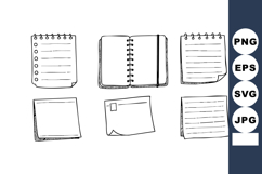 Hand-drawn notebook and paper sheets in vector illustration Product Image 1
