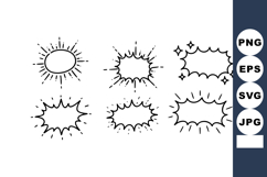 Hand Drawn Black Doodle Speech Bubbles and Sunburst Vector S Product Image 1