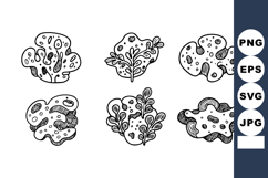 Abstract organic shapes with botanical elements vector illus Product Image 1