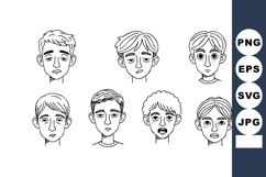 Male Face Expressions Vector Set with Various Emotions and H Product Image 1
