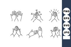 Hand Gesture Vector Set with Clapping and Heart Symbols Illu Product Image 1