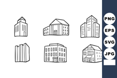 Simple black and white urban building collection vector illu Product Image 1