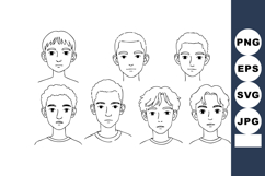 Male character faces with different hairstyles and expressio Product Image 1