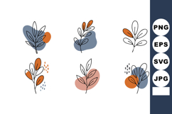 Abstract botanical elements with orange and blue shapes vect Product Image 1