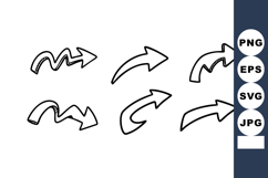 Set of six hand drawn arrow icons in simple linear style for Product Image 1