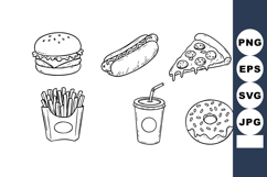 Fast food vector illustration with hamburger hot dog pizza f Product Image 1