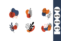 Abstract floral design elements with orange and blue color a Product Image 1