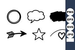 Set of Six Simple Black Hand-drawn Vector Icons Including Ar Product Image 1