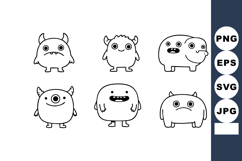 Cute cartoon monsters with various facial expressions and sm Product Image 1