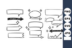 Hand Drawn Black and White Speech Bubbles and Arrows Vector Product Image 1