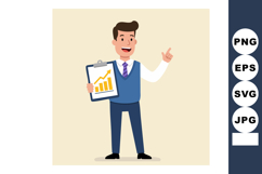 Businessman presenting growth chart with happy expression in Product Image 1