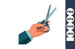Hand Holding Scissors Cutting Tool Illustration for Office a Product Image 1