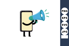 Smartphone character holding megaphone announcing message ve Product Image 1