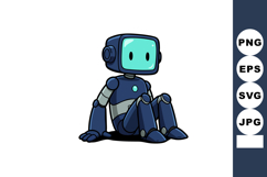 Sitting blue robot with screen face digital illustration in Product Image 1