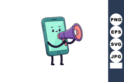Smartphone character holding megaphone announcing message in Product Image 1
