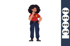 Female police officer blowing whistle in uniform with afro h Product Image 1