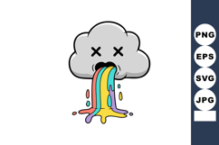 Cartoon cloud vomiting colorful rainbow liquid vector illust Product Image 1