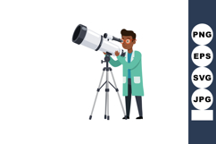 Man using telescope for stargazing in green coat vector illu Product Image 1