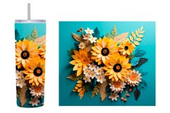 3D Sunflower Tumbler Sublimation. Paper Sunflower Tumbler Product Image 2