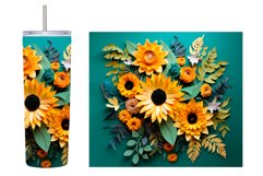 3D Sunflower Tumbler Sublimation. Paper Flowers Tumbler Product Image 2
