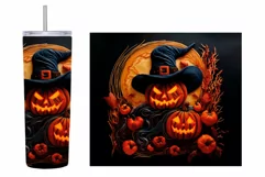 Scary Pumpkin Tumbler Sublimation. Halloween Tumbler Wrap Product Image 2