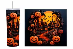 Halloween Tumbler Sublimation. Scary Pumpkin Tumbler Design Product Image 2